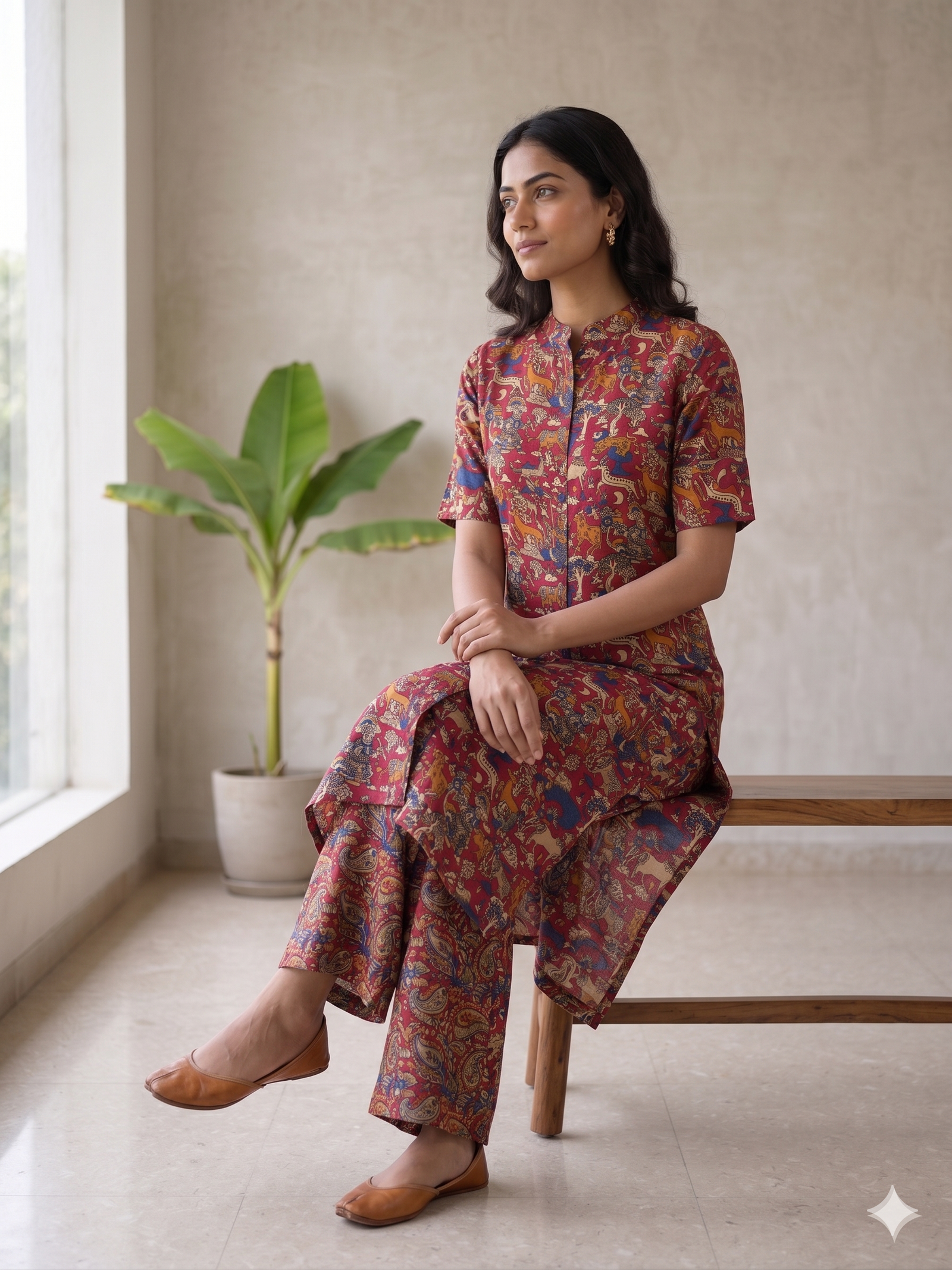 Red Kalamkari Co-Ord 
