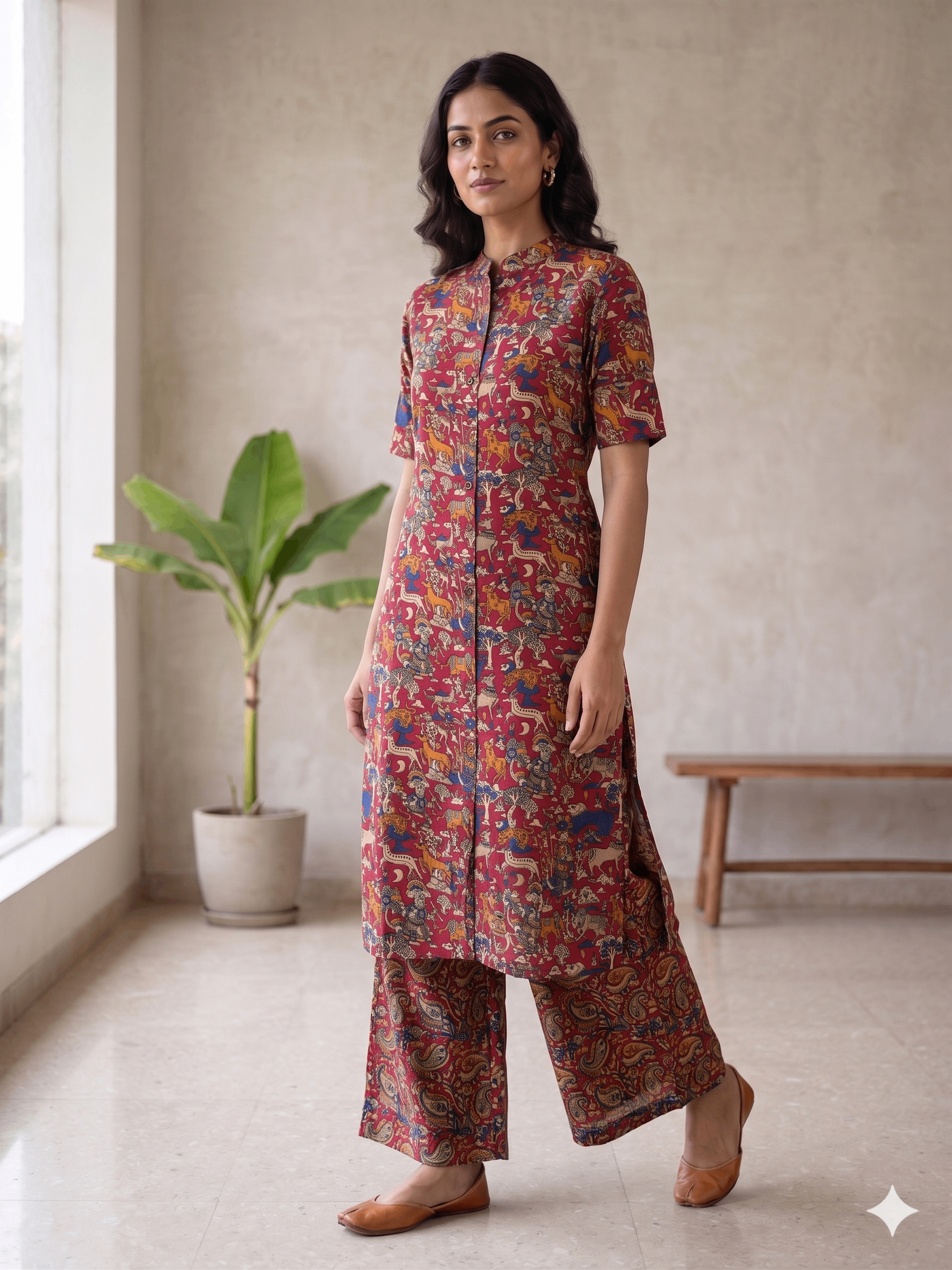 Red Kalamkari Co-Ord 