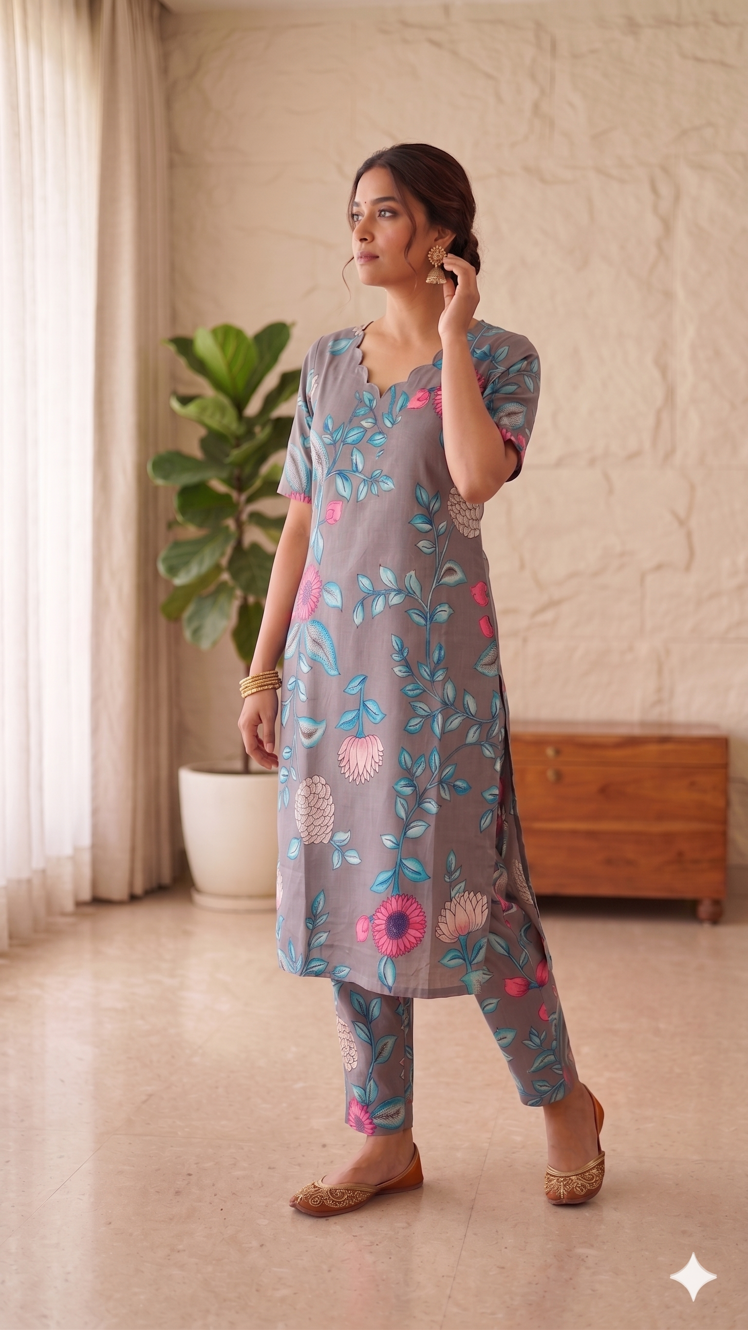 Grey Floral Co-Ord